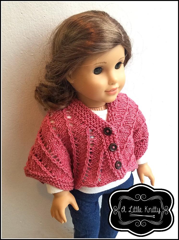 A Little Knitty Knitting Pamela Poncho 18" Doll Knitting Pattern Pixie Faire