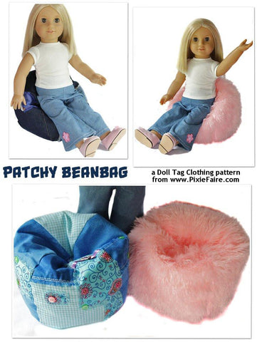 Doll Tag Clothing 18 Inch Modern Patchy Bean Bag for 18" Dolls Pixie Faire