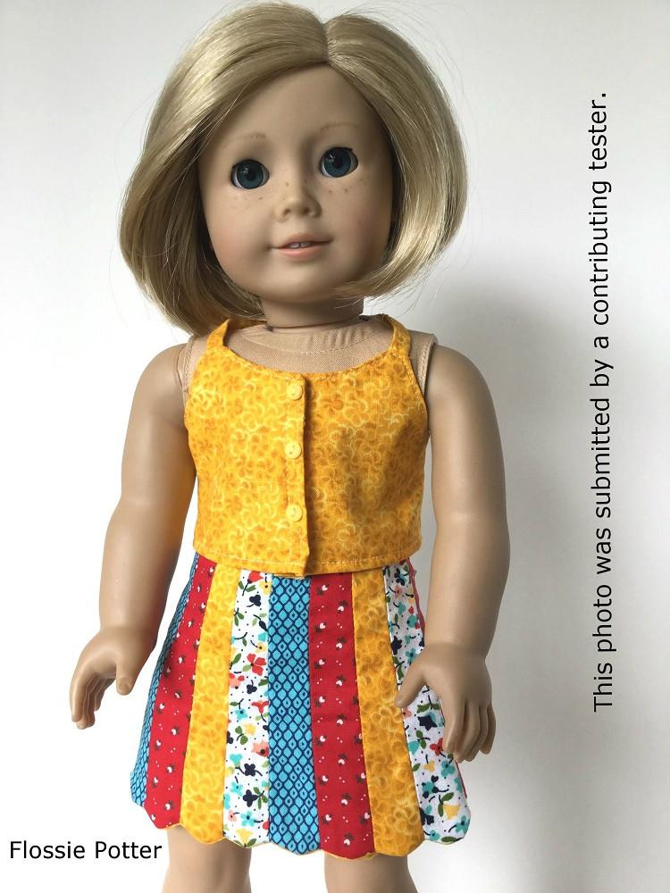 Flossie Potter 18 Inch Modern Patchwork Petals Wrap Skirt 18" Doll Clothes Pixie Faire