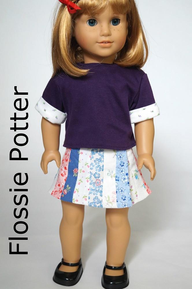 Flossie Potter 18 Inch Modern Patchwork Petals Wrap Skirt 18" Doll Clothes Pixie Faire