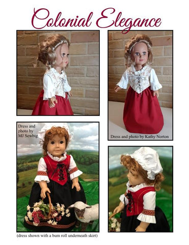 Fashioned by Rebecca 18 Inch Historical 1774 Colonial Elegance Dress 18" Doll Clothes Pattern Pixie Faire