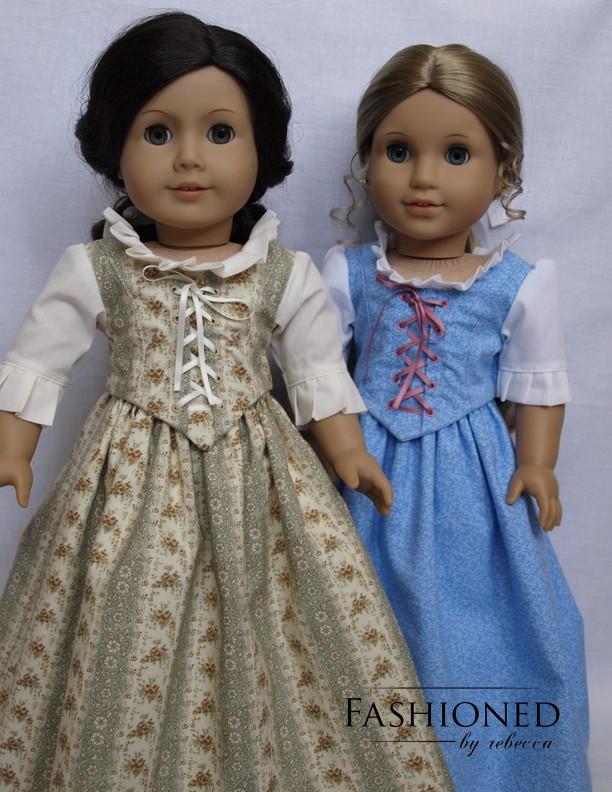 Fashioned by Rebecca 18 Inch Historical 1774 Colonial Elegance Dress 18" Doll Clothes Pattern Pixie Faire