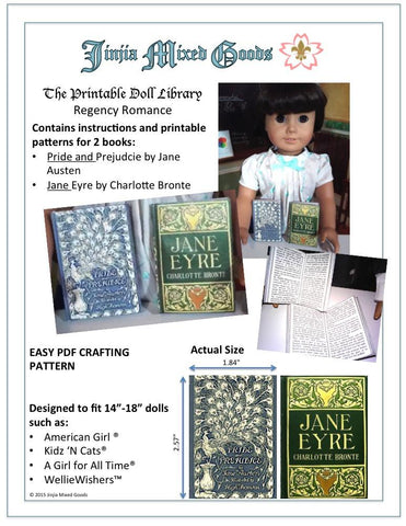 Jinjia Mixed Goods 18 Inch Modern Jane Eyre and Pride and Prejudice Printable Books 14-18" Doll Accessories Pixie Faire