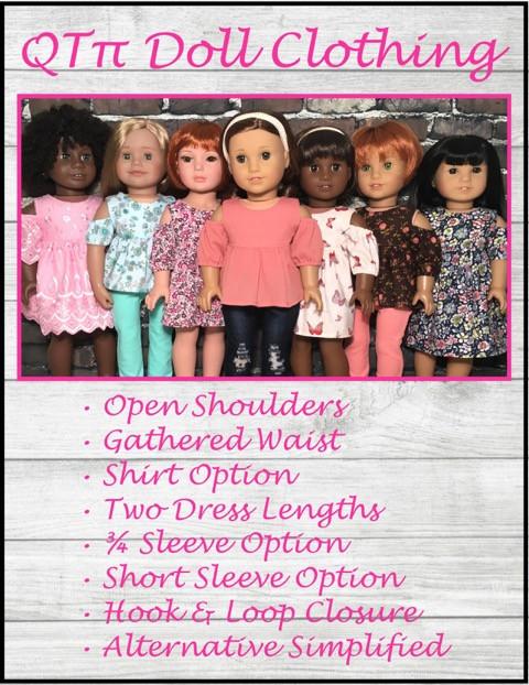 QTπ Doll Clothing 18 Inch Modern Peek-A-Boo Dress 18" Doll Clothes Pattern Pixie Faire