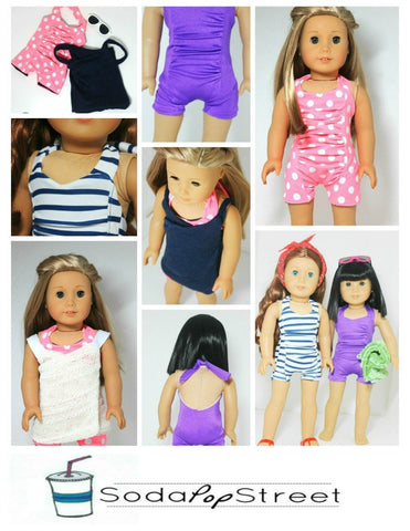 Soda Pop Street 18 Inch Modern Penelope Swimsuit and Wrapped Cover Up 18" Doll Clothes Pixie Faire