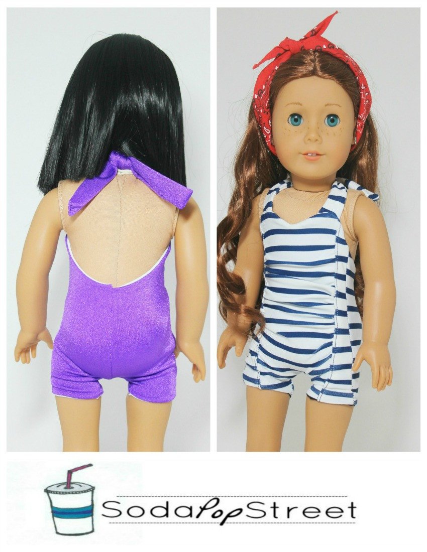 Soda Pop Street 18 Inch Modern Penelope Swimsuit and Wrapped Cover Up 18" Doll Clothes Pixie Faire