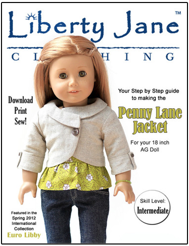 Liberty Jane 18 Inch Modern Penny Lane Jacket 18" Doll Clothes Pattern Pixie Faire