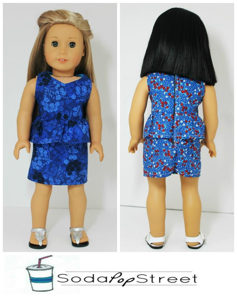 Soda Pop Street 18 Inch Modern Peplum Dress 18" Doll Clothes Pattern Pixie Faire