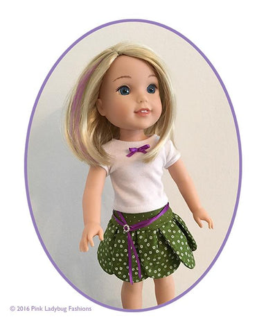 Pink Ladybug WellieWishers Petal Skirt 14.5" Doll Clothes Pattern Pixie Faire