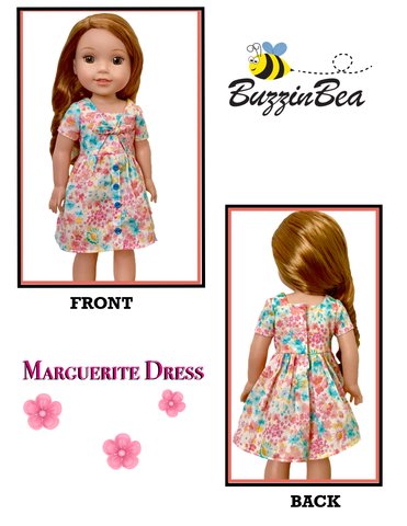 BuzzinBea WellieWishers Marguerite Dress 14.5" Doll Clothes Pattern Pixie Faire