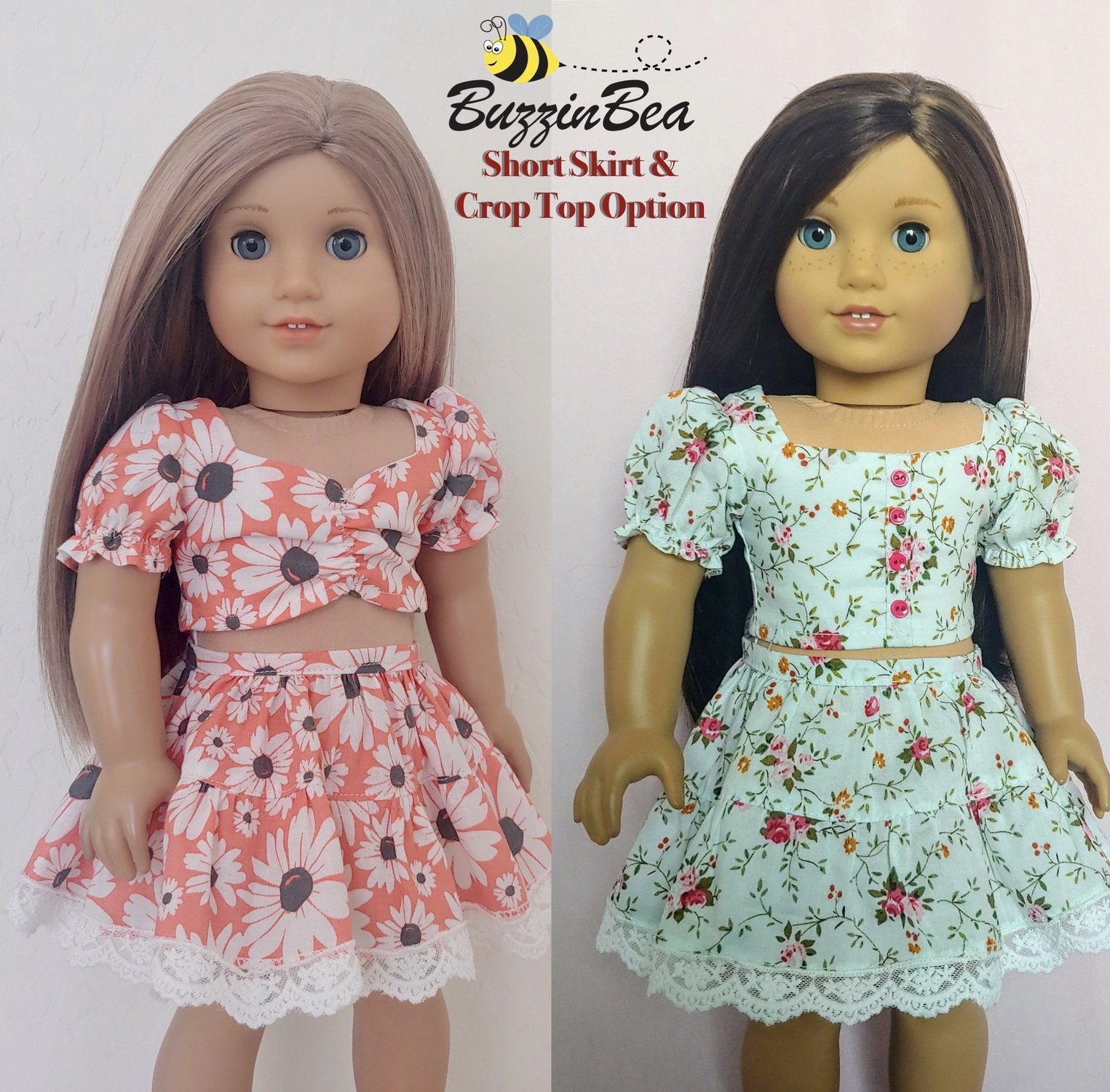 BuzzinBea 18 Inch Modern Nymphea Skirt & Top Set 18" Doll Clothes Pattern Pixie Faire