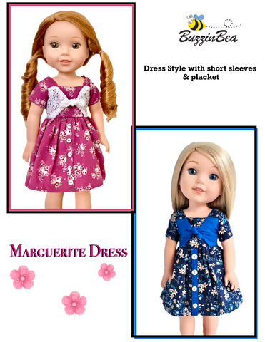 BuzzinBea WellieWishers Marguerite Dress 14.5" Doll Clothes Pattern Pixie Faire