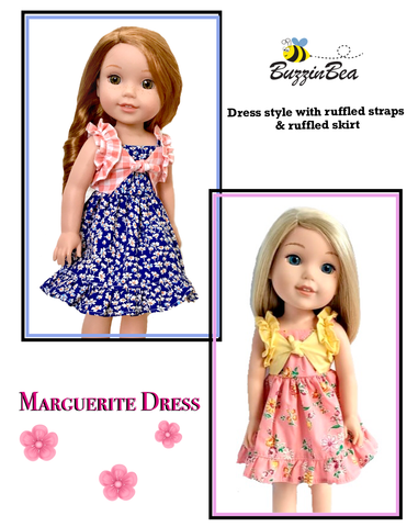 BuzzinBea WellieWishers Marguerite Dress 14.5" Doll Clothes Pattern Pixie Faire