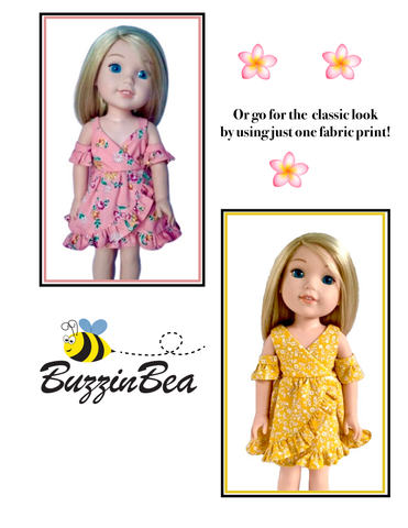 BuzzinBea WellieWishers Chrysanthemum Dress 14.5" Doll Clothes Pattern Pixie Faire