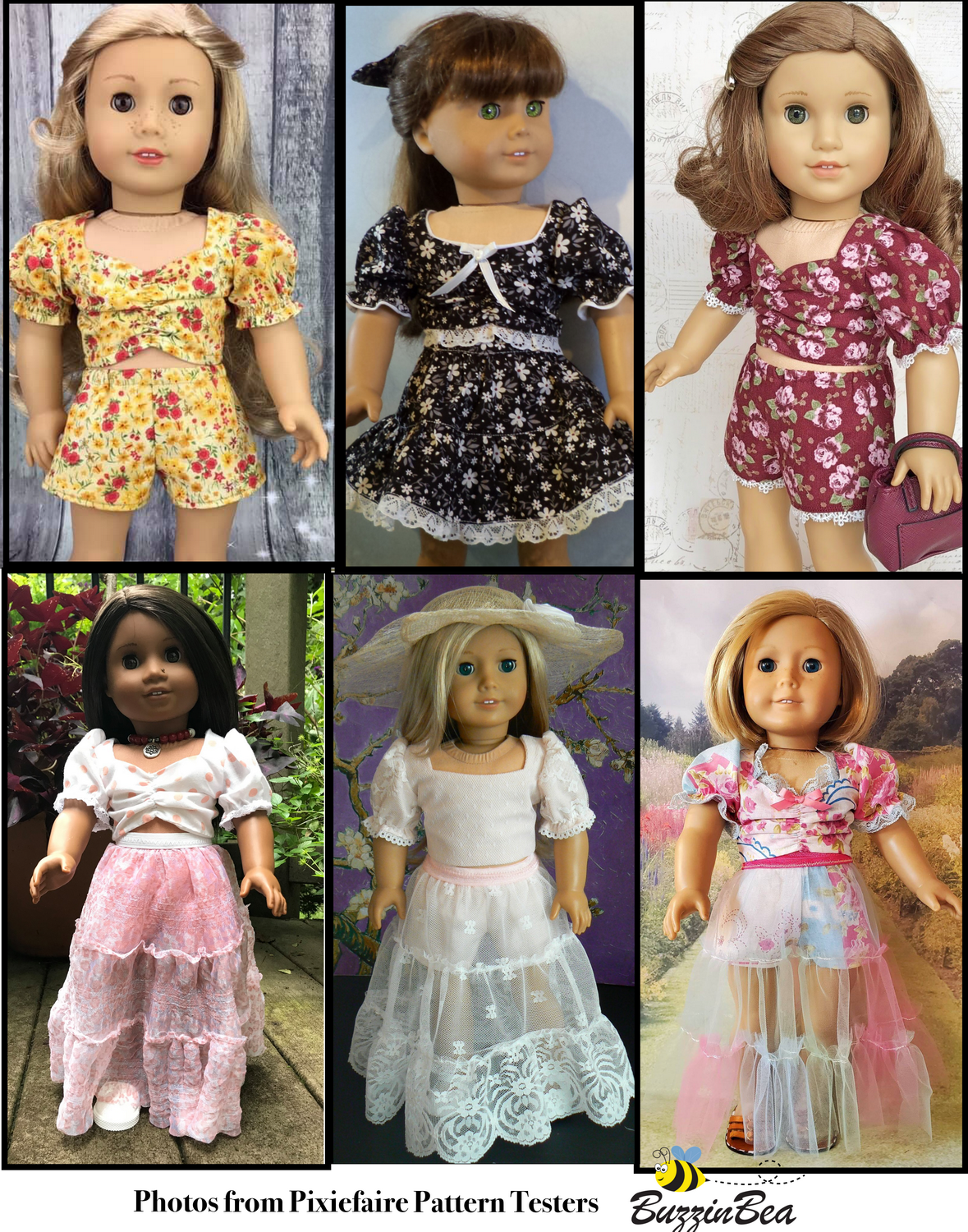 BuzzinBea 18 Inch Modern Nymphea Skirt & Top Set 18" Doll Clothes Pattern Pixie Faire