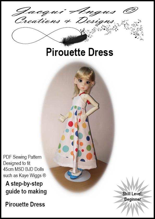 Jacqui Angus Creations & Designs BJD Pirouette Dress Pattern for MSD Ball Jointed Dolls Pixie Faire