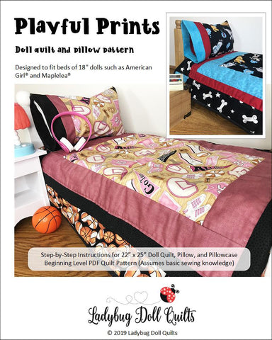 Ladybug Doll Quilts Quilt Playful Prints 18" Doll Quilt Pattern Pixie Faire