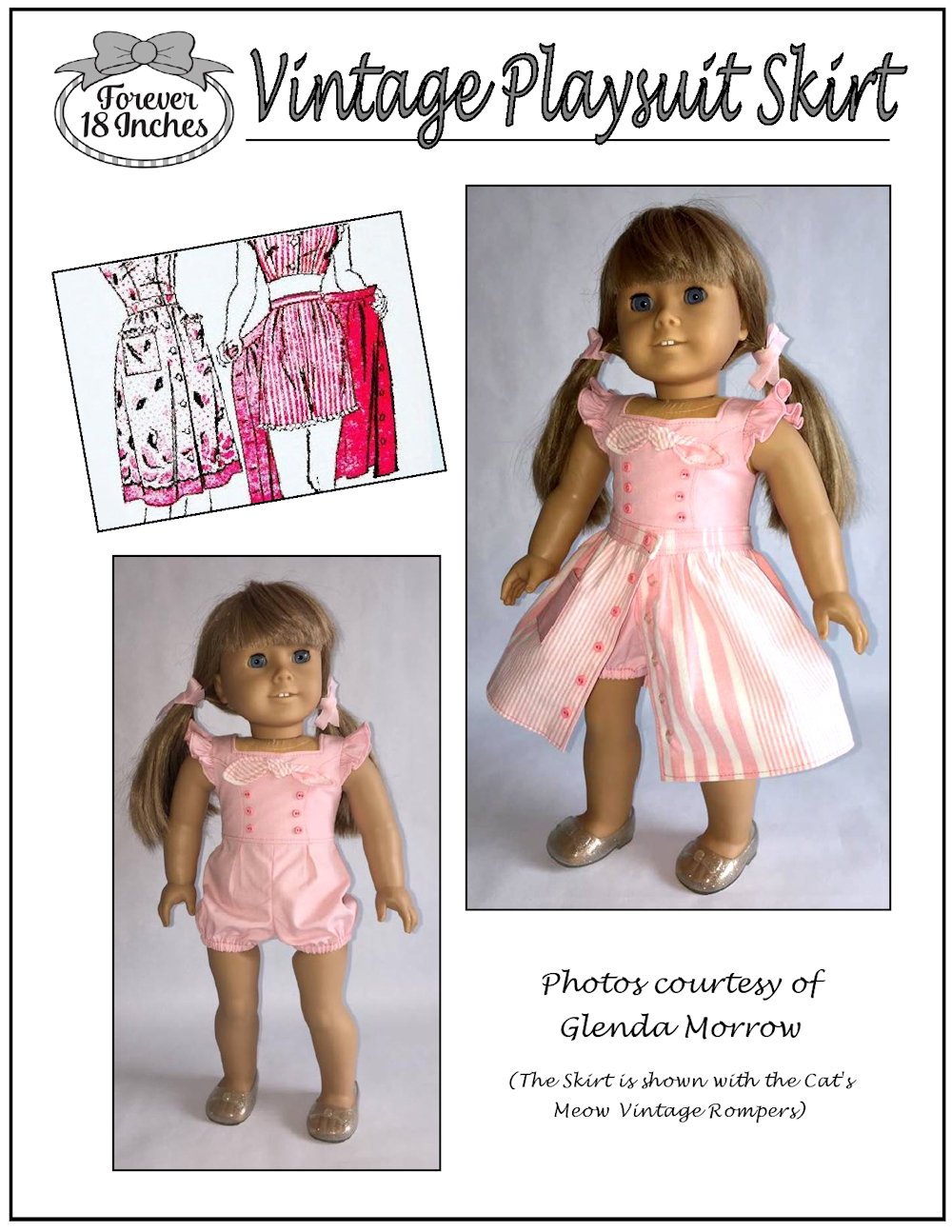 Forever 18 Inches 18 Inch Historical Time Traveler Vintage Blouse & Playsuit Skirt Bundle 18" Doll Clothes Pattern Pixie Faire