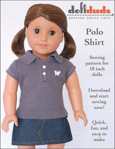 Doll Duds 18 Inch Modern FREE Polo Shirt 18" Doll Clothes Pattern Pixie Faire