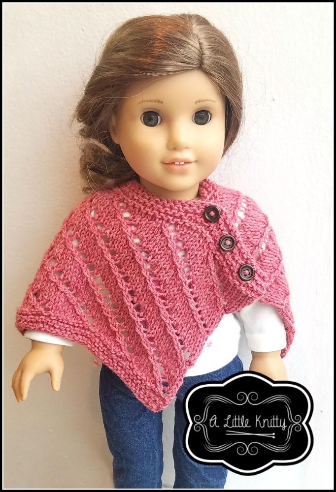 A Little Knitty Knitting Pamela Poncho 18" Doll Knitting Pattern Pixie Faire