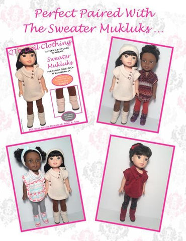 QTπ Doll Clothing WellieWishers Poncho 14.5" Doll Clothes Pattern Pixie Faire