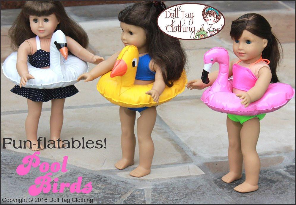 Doll Tag Clothing 18 Inch Modern Fun-flatable Pool Birds 18" Doll Accessories Pixie Faire