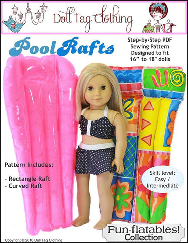 Doll Tag Clothing 18 Inch Modern Fun-flatable Pool Rafts 18" Doll Accessories Pixie Faire