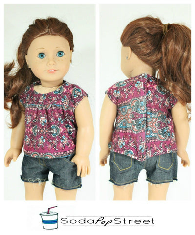 Soda Pop Street 18 Inch Modern Poppy Top 18" Doll Clothes Pattern Pixie Faire