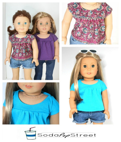 Soda Pop Street 18 Inch Modern Poppy Top 18" Doll Clothes Pattern Pixie Faire