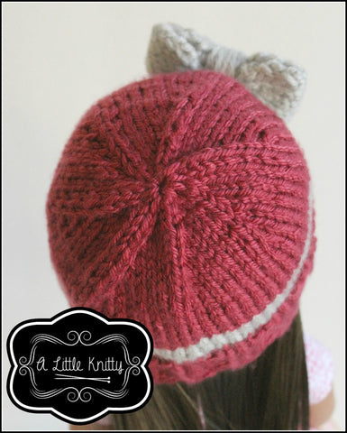 A Little Knitty Knitting Portia Bow Hat Knitting Pattern for Girls and 14-16" Dolls Pixie Faire