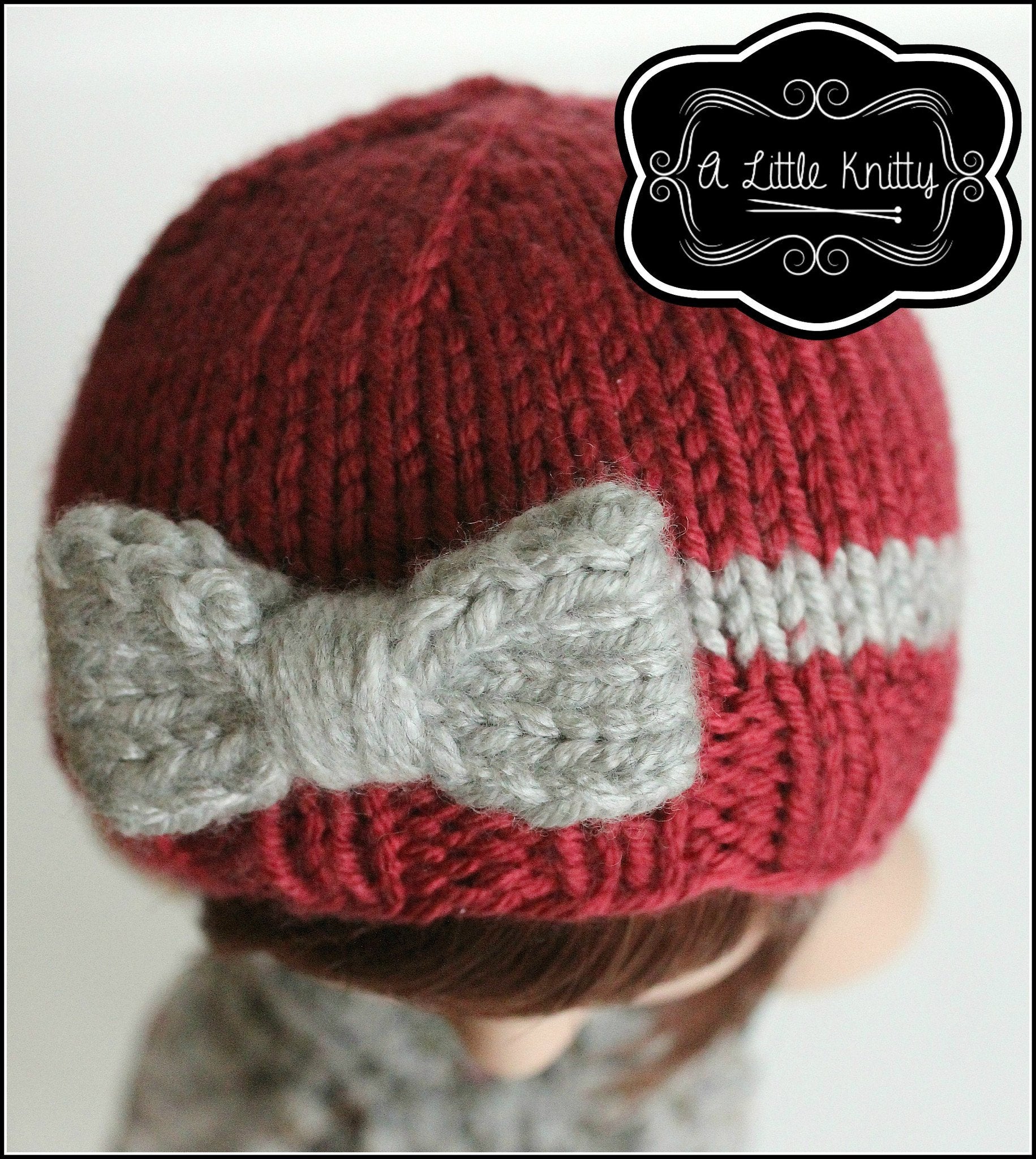 A Little Knitty Knitting Portia Bow Hat Knitting Pattern for Girls and 14-16" Dolls Pixie Faire