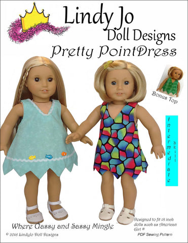 Lindy Jo Doll Designs 18 Inch Modern Pretty Point Dress 18" Doll Clothes Pattern Pixie Faire