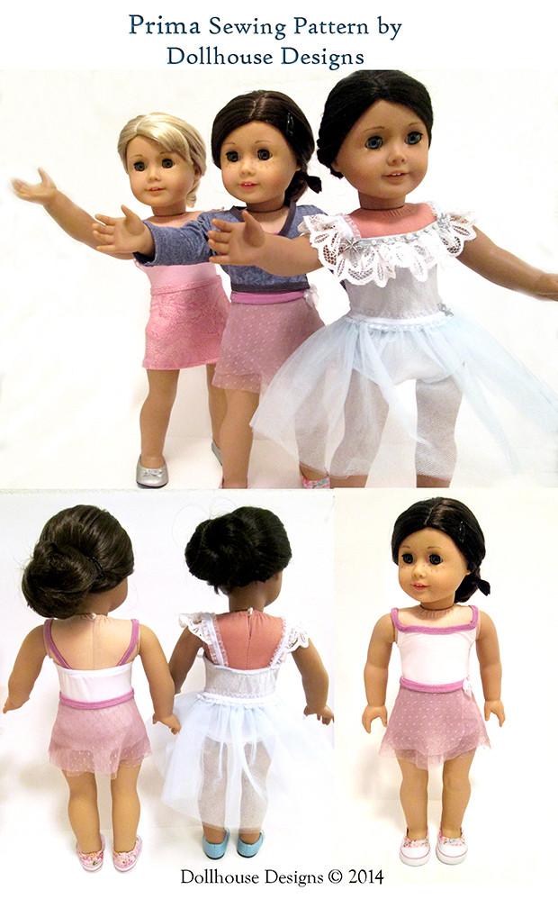 Dollhouse Designs 18 Inch Modern Prima Dancewear 18" Doll Clothes Pattern Pixie Faire