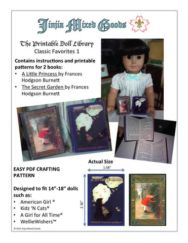 Jinjia Mixed Goods 18 Inch Modern A Little Princess & The Secret Garden Printable Books 14-18" Doll Accessories Pixie Faire