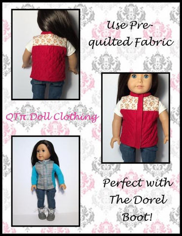 QTπ Doll Clothing 18 Inch Modern Puffer Vest 18" Doll Clothes Pattern Pixie Faire