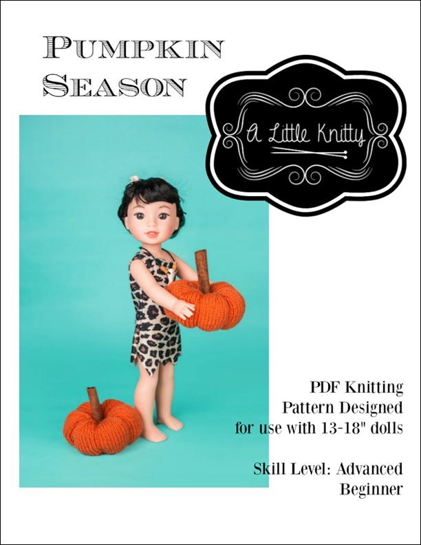 A Little Knitty Amigurumi Pumpkin Season Knitting Accessory Pattern for 13-18 Inch Dolls Pixie Faire