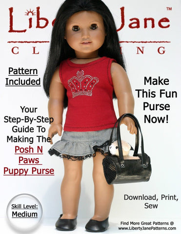 Liberty Jane 18 Inch Modern Puppy Purse 18" Doll Accessories Pixie Faire