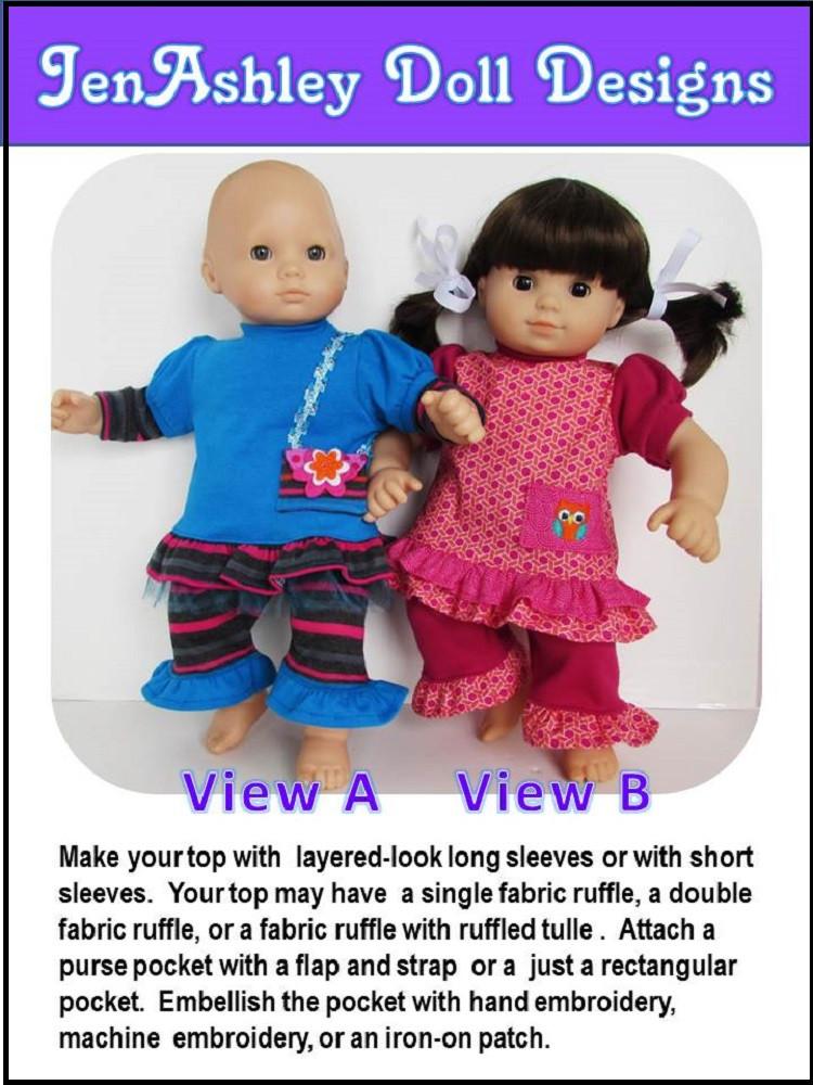 Jen Ashley Doll Designs Bitty Baby/Twin Purse Pocket Set 15" Baby Doll Clothes Pattern Pixie Faire