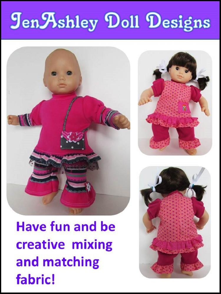 Jen Ashley Doll Designs Bitty Baby/Twin Purse Pocket Set 15" Baby Doll Clothes Pattern Pixie Faire