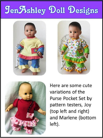 Jen Ashley Doll Designs Bitty Baby/Twin Purse Pocket Set 15" Baby Doll Clothes Pattern Pixie Faire