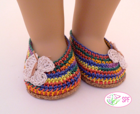 Sweet Pea Fashions Crochet Paloma Crocheted Ballet Flats 18" Doll Crochet Pattern Pixie Faire