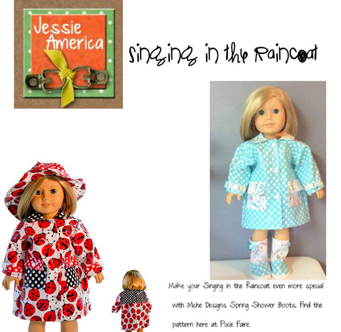 Jessie America 18 Inch Modern Singing in the Raincoat 18" Doll Clothes Pixie Faire