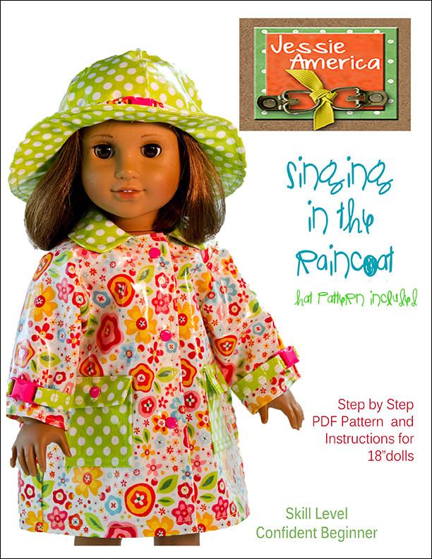Jessie America Singing in the Raincoat Doll Clothes Pattern 18 inch American Girl Dolls