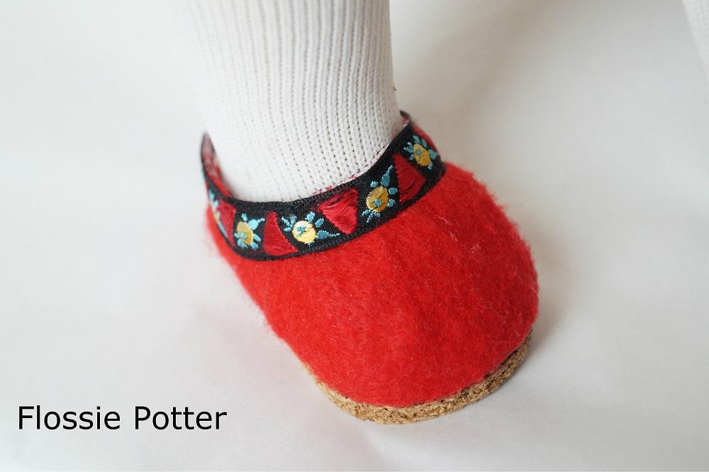 Flossie Potter Shoes Wool Felt Clogs 18" Doll Clothes Pattern Pixie Faire