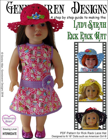 Genniewren 18 Inch Modern Lady Sarah Rick Rack Hat 18" Doll Accessories Pixie Faire