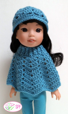 Sweet Pea Fashions WellieWishers Ribbed Neck Ripple Poncho and Hat Crochet Pattern for 14-14.5" Dolls Pixie Faire