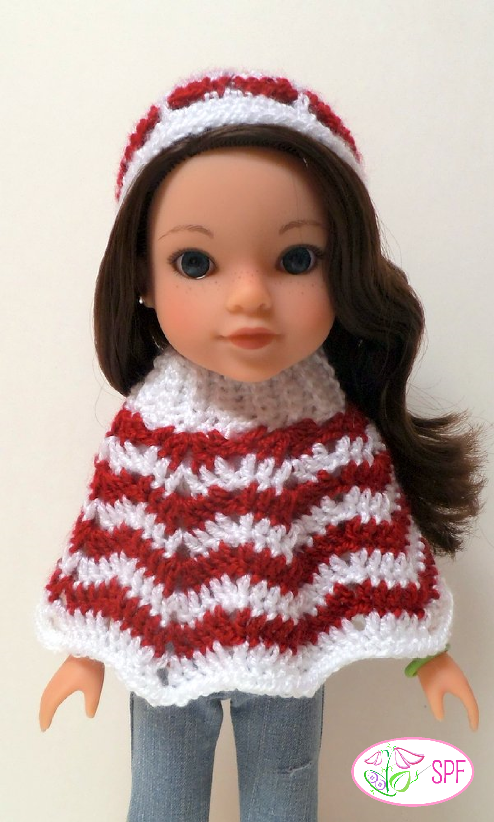 Sweet Pea Fashions WellieWishers Ribbed Neck Ripple Poncho and Hat Crochet Pattern for 14-14.5" Dolls Pixie Faire