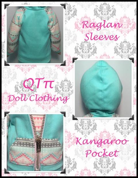 QTπ Doll Clothing WellieWishers Rough N Tumble Hoodie 14.5" Doll Clothes Pattern Pixie Faire