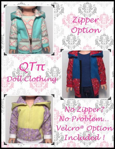 QTπ Doll Clothing WellieWishers Rough N Tumble Hoodie 14.5" Doll Clothes Pattern Pixie Faire