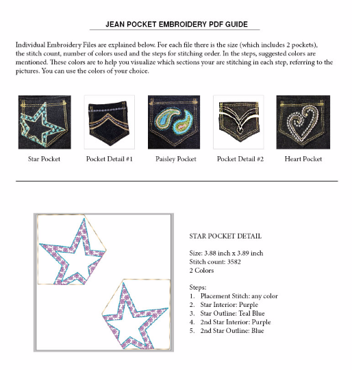 Artistic Amy Machine Embroidery Design Designer Jean Pockets Machine Embroidery Designs Pixie Faire